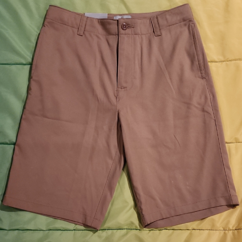 Class Club Boys Khaki Flat Front Shorts. Modern Fit Size 16